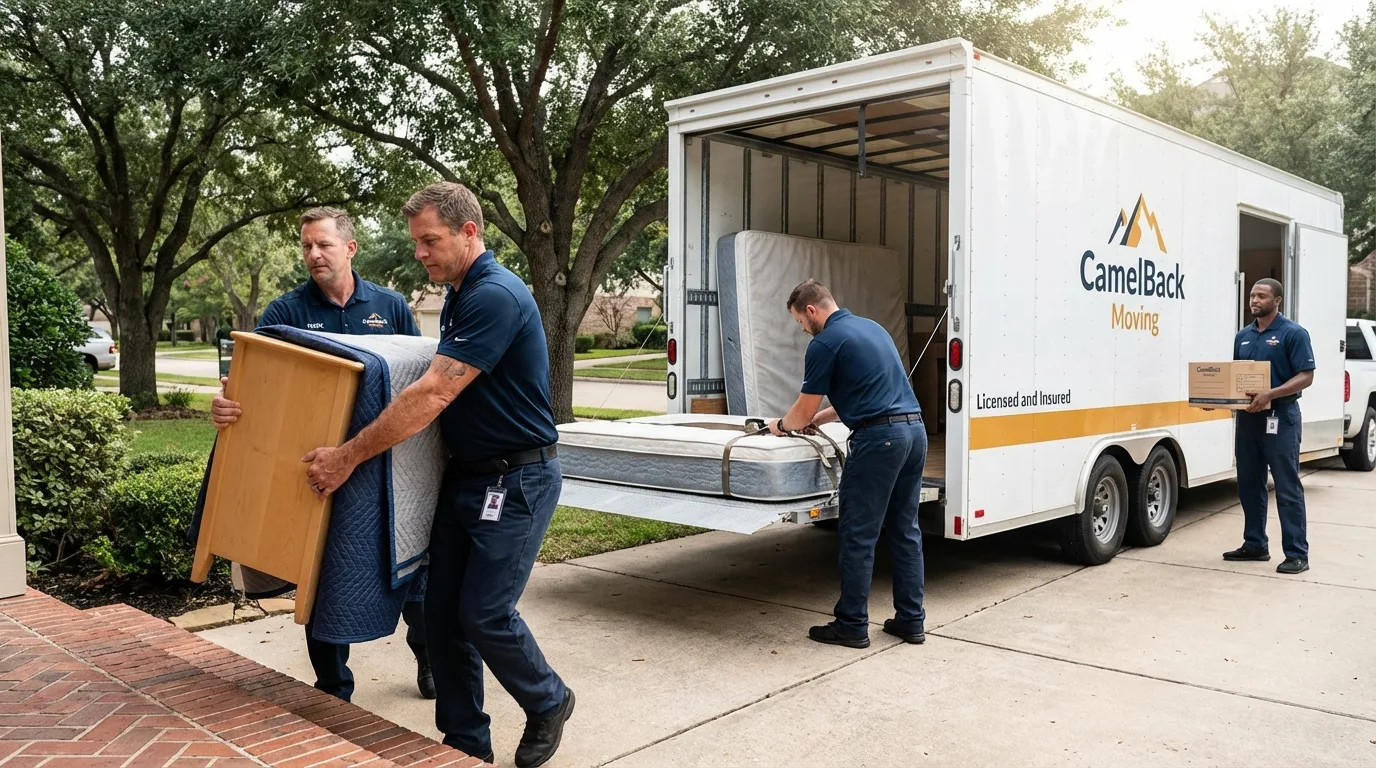 Crew loading residential truck for cross-state move from Madisonville, TN