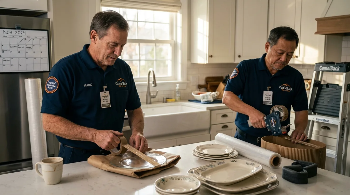 Professional crew packing kitchen dishware in Madisonville, TN